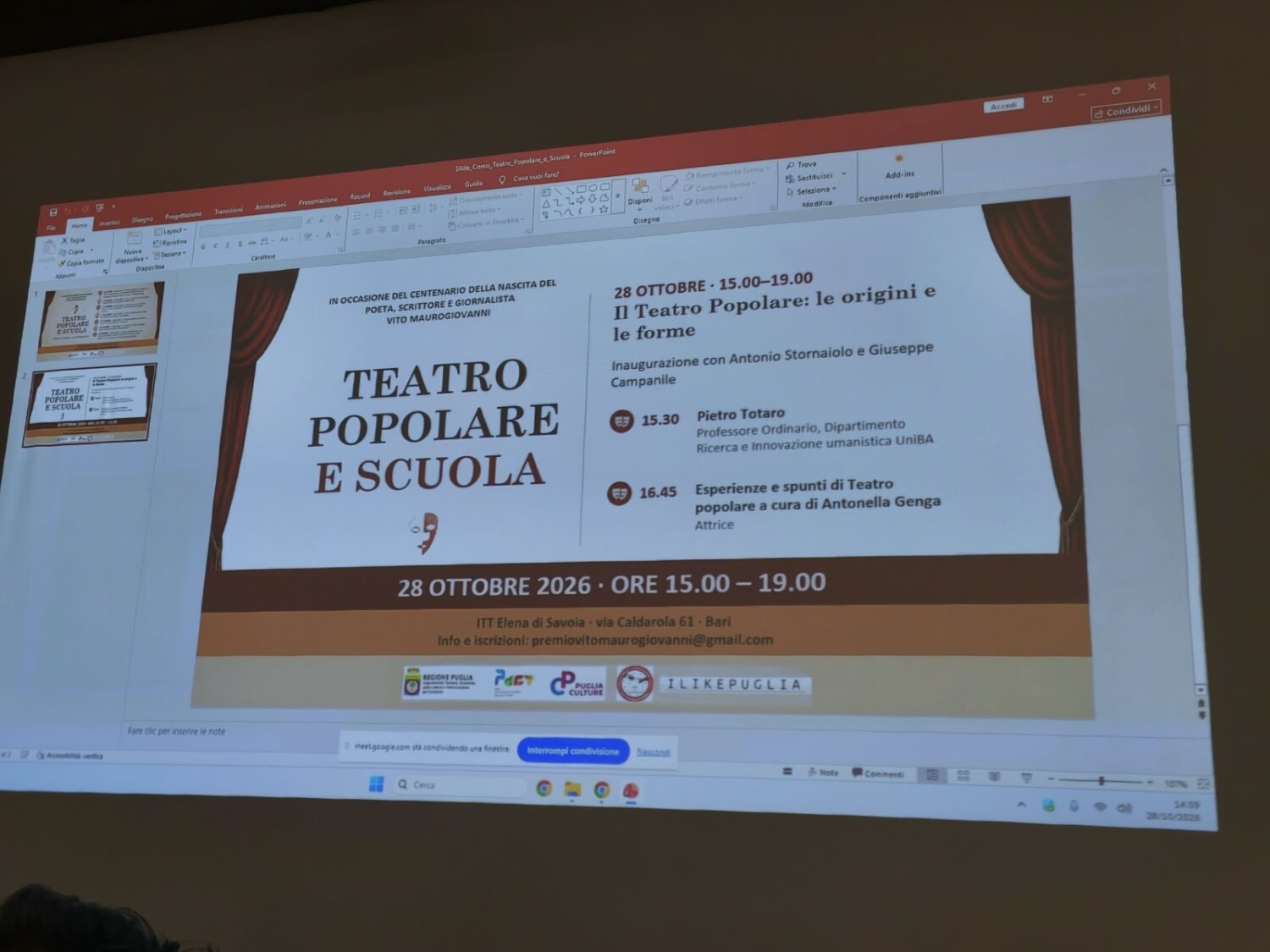 Il Concorso Maurogiovanni e il Corso di formazione sul Teatro popolare