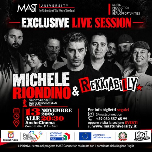 MICHELE RIONDINO E I REKKIABILLY: il 13 novembre all’AncheCinema di BARI l’EXCLUSIVE LIVE SESSION che unisce l’attore e regista vincitore del David di Donatello 2024 e la storica band pugliese da vent’anni in tour in tutta Europa